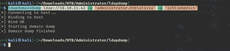 Ldap domain dump - User Olivia